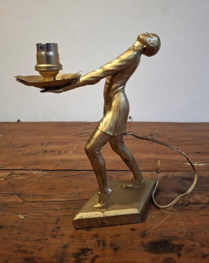 LOT 129 (25933) Est R500 to R1500 – A Cold painted Spelter Art Deco period (1925-1939) Lorenzl-style Figural Table Lamp Base, Flapper circa 1930s - Image 3