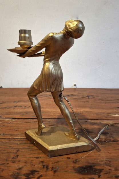 LOT 129 (25933) Est R500 to R1500 – A Cold painted Spelter Art Deco period (1925-1939) Lorenzl-style Figural Table Lamp Base, Flapper circa 1930s - Image 4