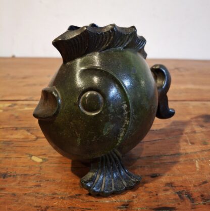 LOT 133 (32169) Est R500 to R1500 – A Novelty Continental Patinated Metal Vase in form of a Fish