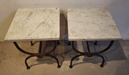 LOT 156 (10000) Est R1000 to R3000 – A Pair of Mid 20th Century Italian Marble and Brass Modernist Side Tables