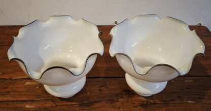 LOT 91 (32169156) Est R500 to R1500 – A Matching pair of Early 20th Century Milk Glass Encased Oil Lamp Shades - Image 2