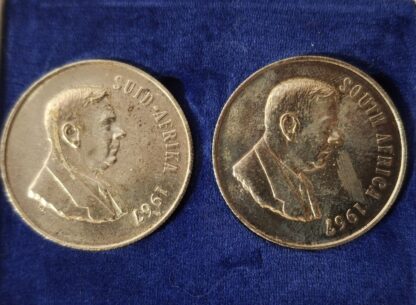 LOT 199 (32391) Est R200 to R400 – 2 x 1967 South Africa Silver 1 Rand Coins (Dr H.F. Verwoerd) - Image 2