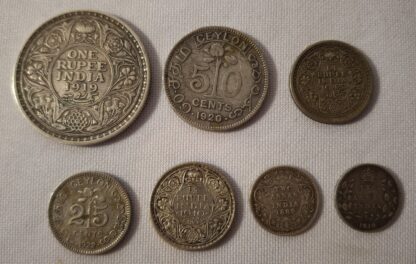 LOT 211 (3214312) Est R100 to R300 – A Collection of 8 x Assorted Indian Silver Coins